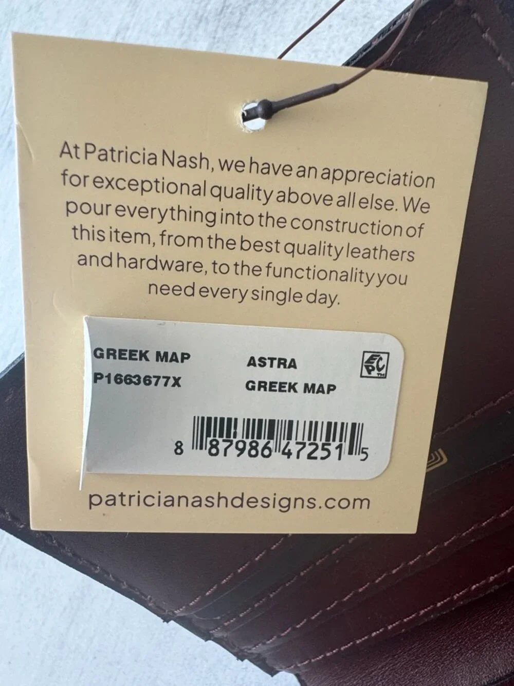 Patricia Nash Astra Greek Map Folding Artistic Leather RFID Wallet Blue Tan